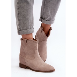 Zazoo 2326 Bottines à enfiler en daim pour femme, beige 8