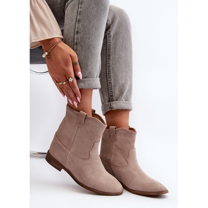 Zazoo 2326 Bottines à enfiler en daim pour femme, beige 1