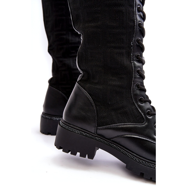 Bottines À Lacets Pour Femmes Avec Tige Élastique Noir Virxinia 6