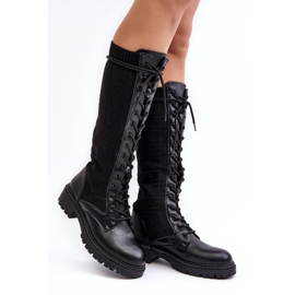 Bottines À Lacets Pour Femmes Avec Tige Élastique Noir Virxinia 1
