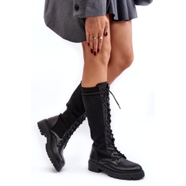 Bottines À Lacets Pour Femmes Avec Tige Élastique Noir Virxinia le noir 3
