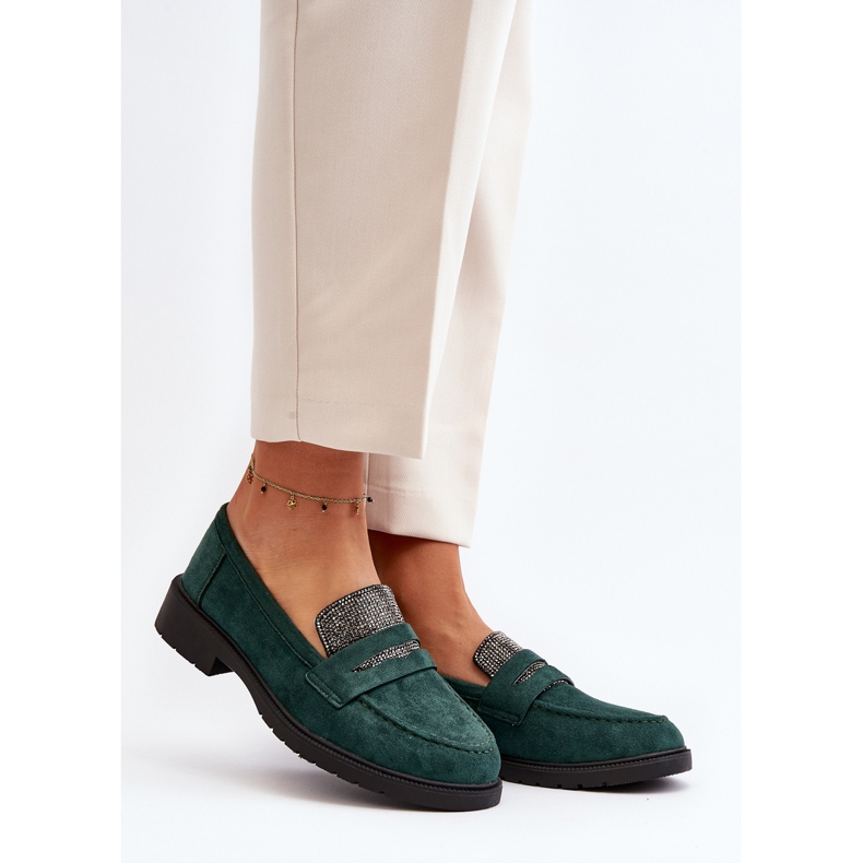 Mocassins Décorés Pour Femmes Vert Foncé Dananei 2