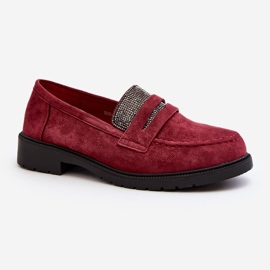 Mocassins bordeaux ornés pour femmes par Dananei rouge 2