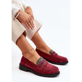 Mocassins bordeaux ornés pour femmes par Dananei rouge 1