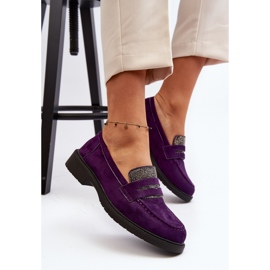 Mocassins violets ornés pour femmes par Dananei 1