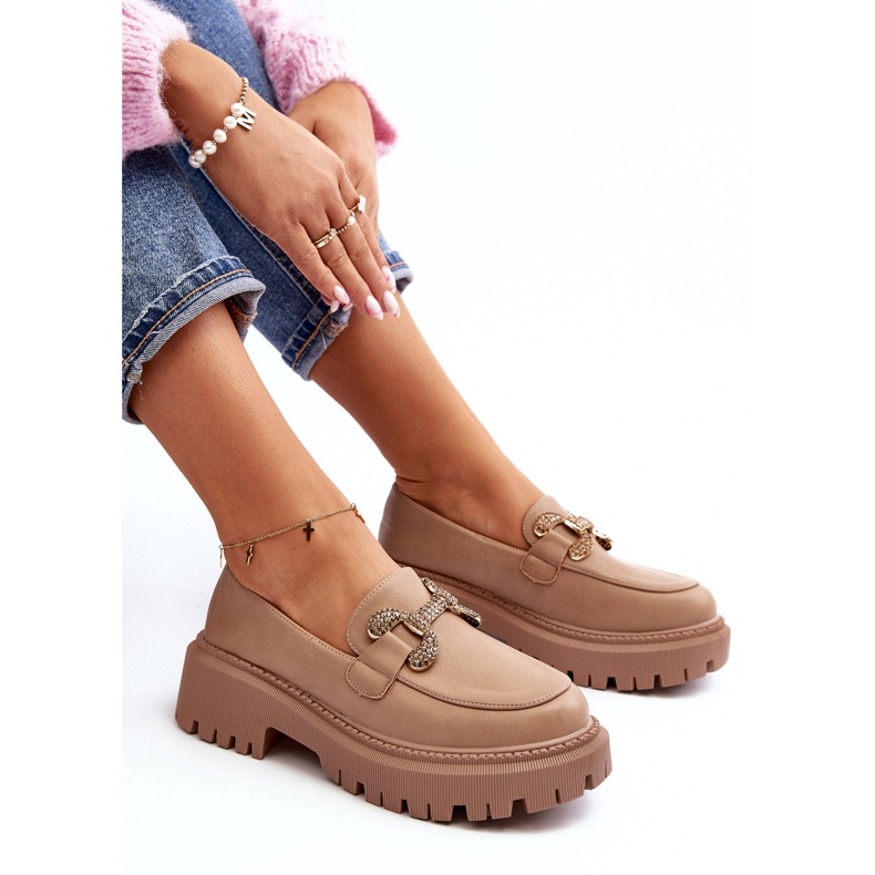 Mocassins Femme Avec Décoration, Gargi Beige Foncé 1 Mocassins Femme Avec Décoration, Gargi Beige Foncé 1