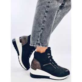 Baskets compensées noires extérieures le noir 4