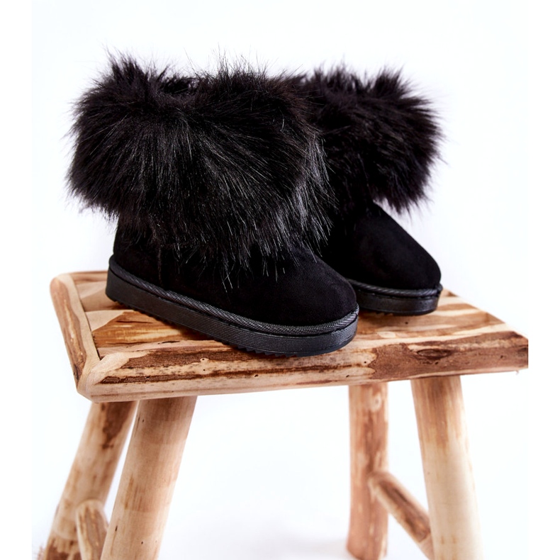 Bottes de neige pour enfants avec fourrure, noires le noir 3
