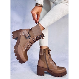 Bottines à lacets à talons Brooks Khaki brun 2