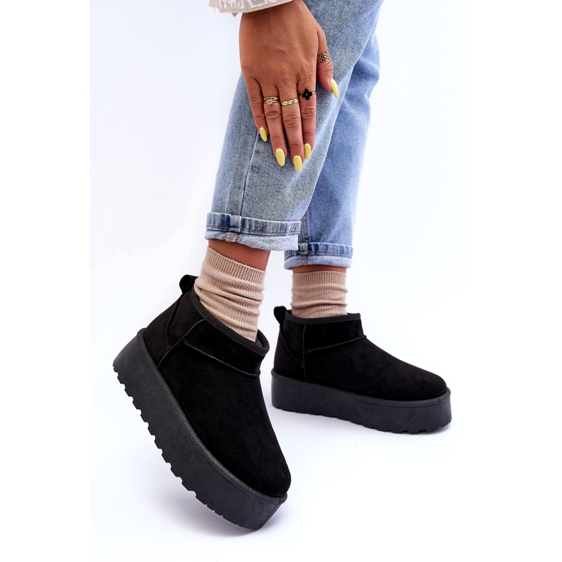 Bottes de neige en daim des femmes noires 3
