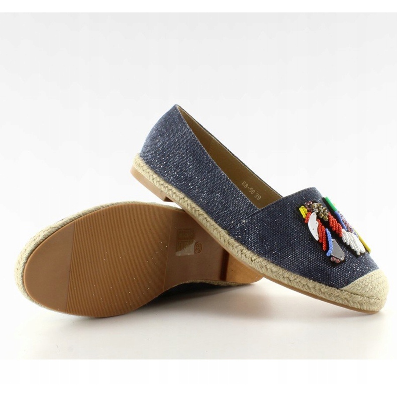 Espadrilles avec perles colorées H8-58 D Bleu 1