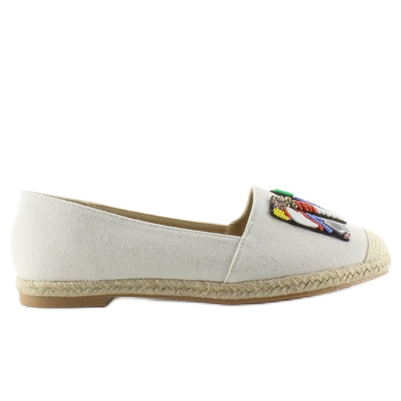Espadrilles avec perles blanches colorées H8-58 1