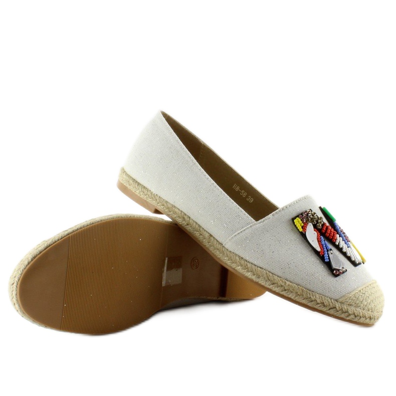 Espadrilles avec perles blanches colorées H8-58 2