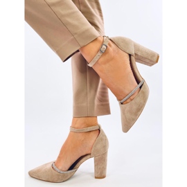 Escarpins à talons hauts Ingrid Kaki avec strass beige 2