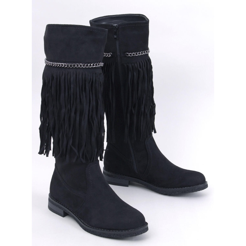 Novle Bottines à franges noires le noir 1