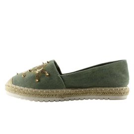 Espadrilles en toile avec clous CV-353 Vert 1