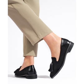 Mocassins Daszyński en daim noir ajouré le noir 3