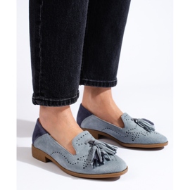 Mocassins en daim gris ajouré par Daszyński 3
