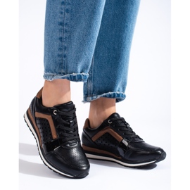 Baskets femme ajourées noires Daszyński le noir 2