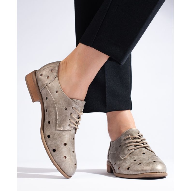 Chaussures femme ajourées dorées Daszyński d'or 1