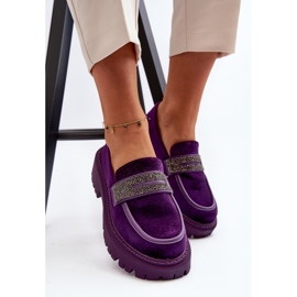 Mocassins en velours avec décoration pour femme, violet Wendreda 1