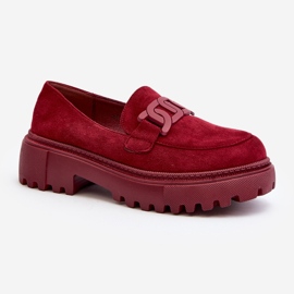 Mocassins à chaîne pour femme, bordeaux Mevre rouge 2