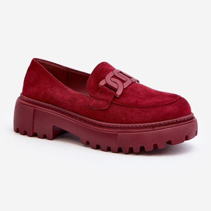 Mocassins à chaîne pour femme, bordeaux Mevre rouge 2