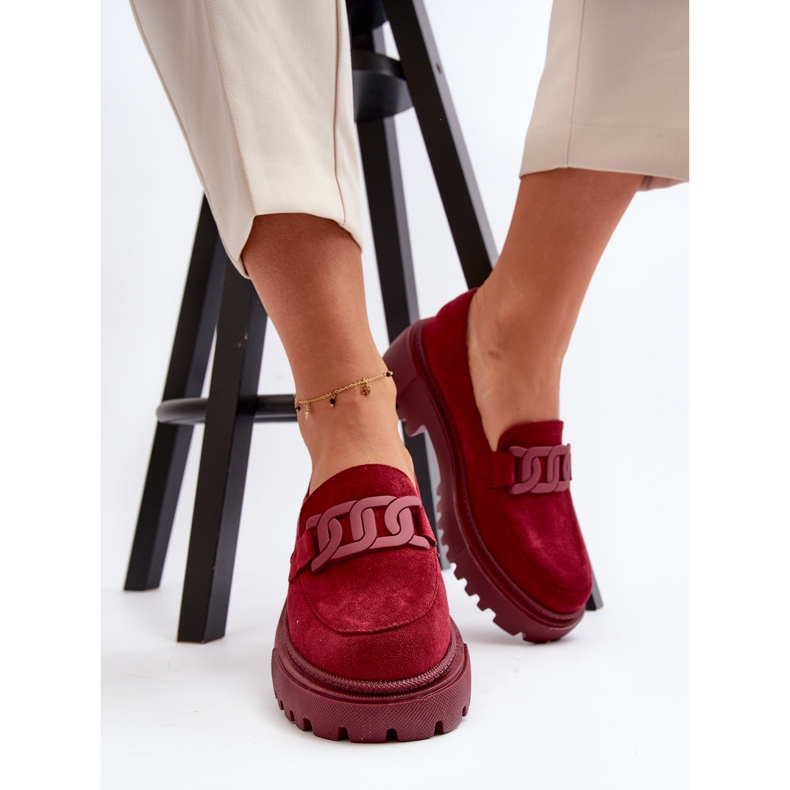 Mocassins à chaîne pour femme, bordeaux Mevre rouge 1 Mocassins à chaîne pour femme, bordeaux Mevre rouge 1
