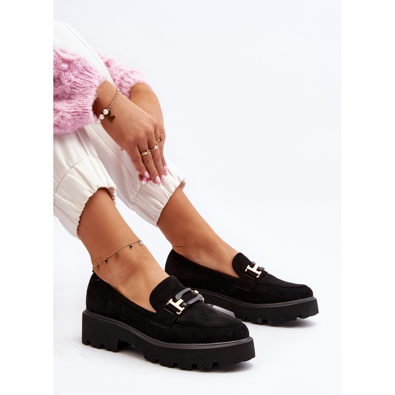 Mocassins Pour Femmes Avec Décoration Noir Omavia 1
