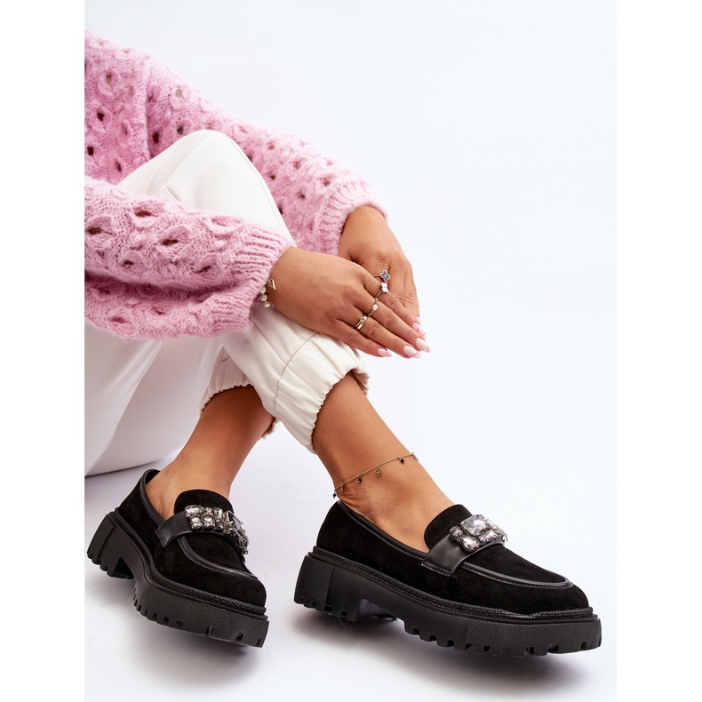 Mocassins Femme À Bride Décorative Noir Nancille 1