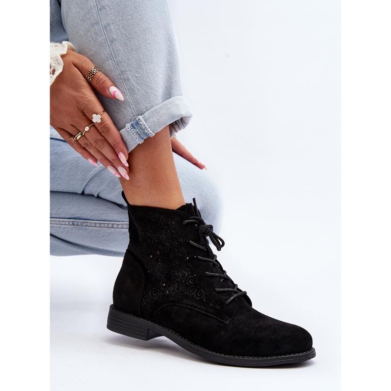 S.barski HY66-136 Bottines pour femmes avec motif, noir 1