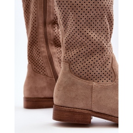 S.barski HY66-139 Bottes ajourées beiges pour femme 1 S.barski HY66-139 Bottes ajourées beiges pour femme 1