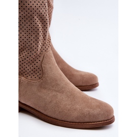 S.barski HY66-139 Bottes ajourées beiges pour femme 2 S.barski HY66-139 Bottes ajourées beiges pour femme 2