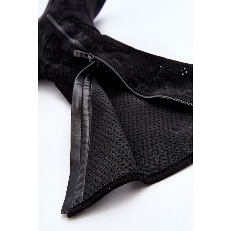 S.barski HY66-139 Bottes ajourées pour femme, noir 1