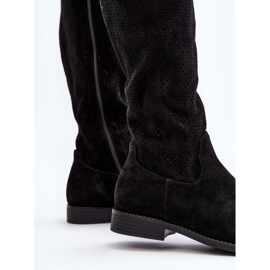 S.barski HY66-139 Bottes ajourées pour femme, noir 2