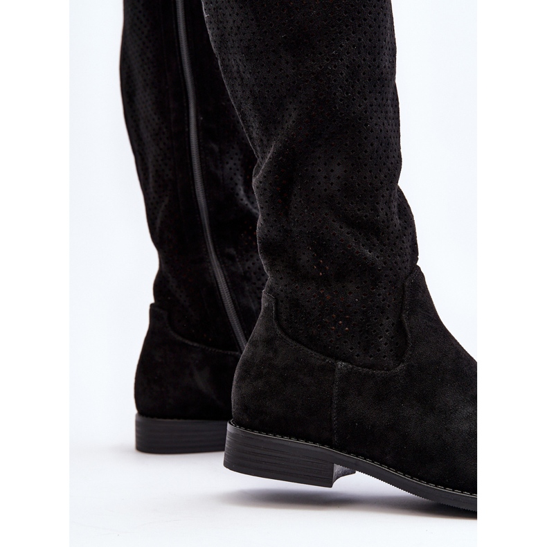 S.barski HY66-139 Bottes ajourées pour femme, noir 2