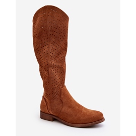 S.barski HY66-150 Bottines Plates Ajourées Camel brun 1