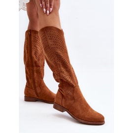 S.barski HY66-150 Bottines Plates Ajourées Camel brun 5