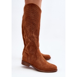 S.barski HY66-150 Bottines Plates Ajourées Camel brun 6