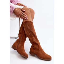 S.barski HY66-150 Bottines Plates Ajourées Camel brun 7