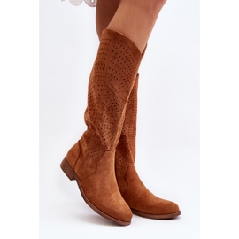S.barski HY66-150 Bottines Plates Ajourées Camel brun 3