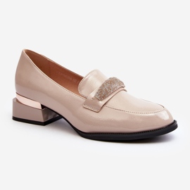 Vinceza Chaussures vernies à talons bas pour femmes, Beige Marilni 1