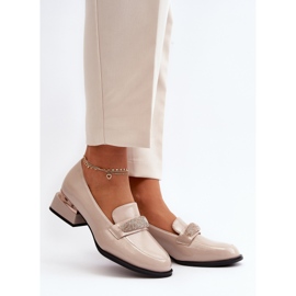 Vinceza Chaussures vernies à talons bas pour femmes, Beige Marilni 2