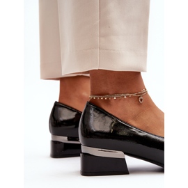 Vinceza Chaussures vernies à talons bas pour femmes, noir Marilni 1