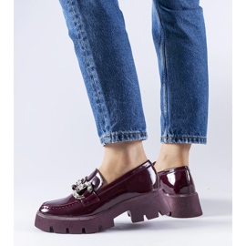 Mocassins vernis bordeaux avec strass Cezet rouge 1
