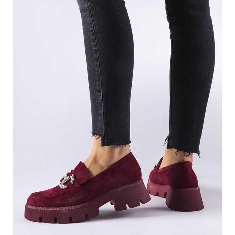 Mocassins Giacomo bordeaux avec strass rouge 1 Mocassins Giacomo bordeaux avec strass rouge 1