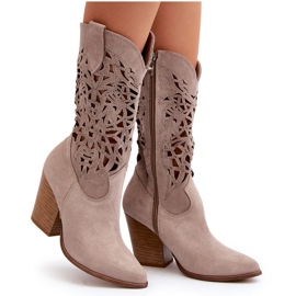 Zazoo 3414 Bottines Ajourées Femme Daim Cappucino beige 10