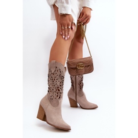 Zazoo 3414 Bottines Ajourées Femme Daim Cappucino beige 6