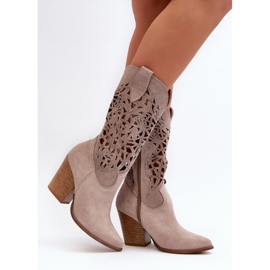 Zazoo 3414 Bottines Ajourées Femme Daim Cappucino beige 7