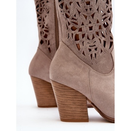 Zazoo 3414 Bottines Ajourées Femme Daim Cappucino beige 8
